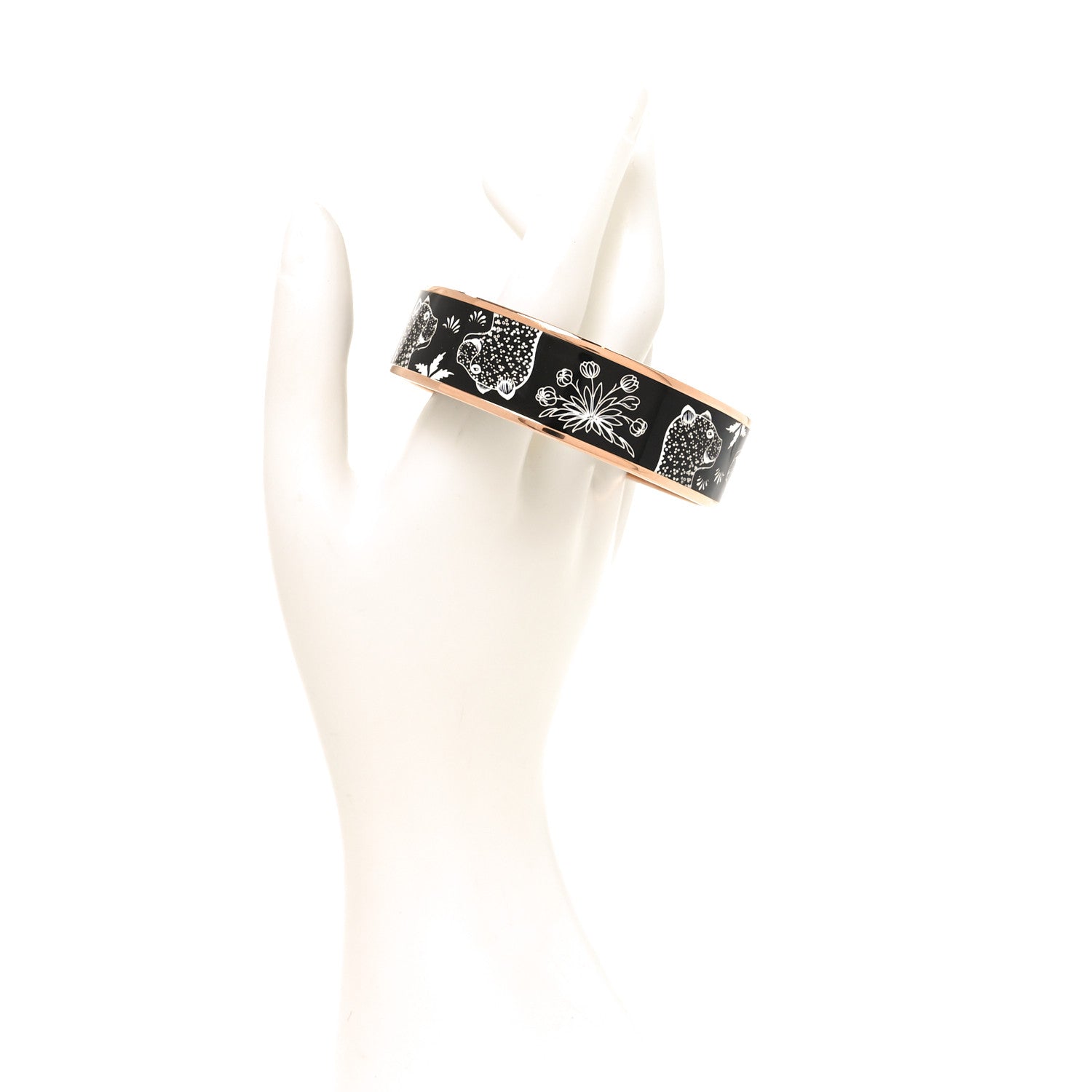 Hermes Enamel Printed Wide Les Léopards Bracelet 70 Positif Negatif 2 of 6