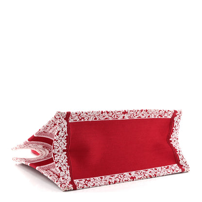 Christian Dior Canvas Embroidered Medium Book Tote Red White 4 of 11