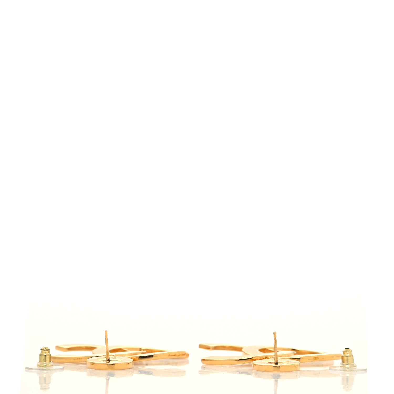 Chanel Metal Large Paris Button Earrings Gold 3 of 4