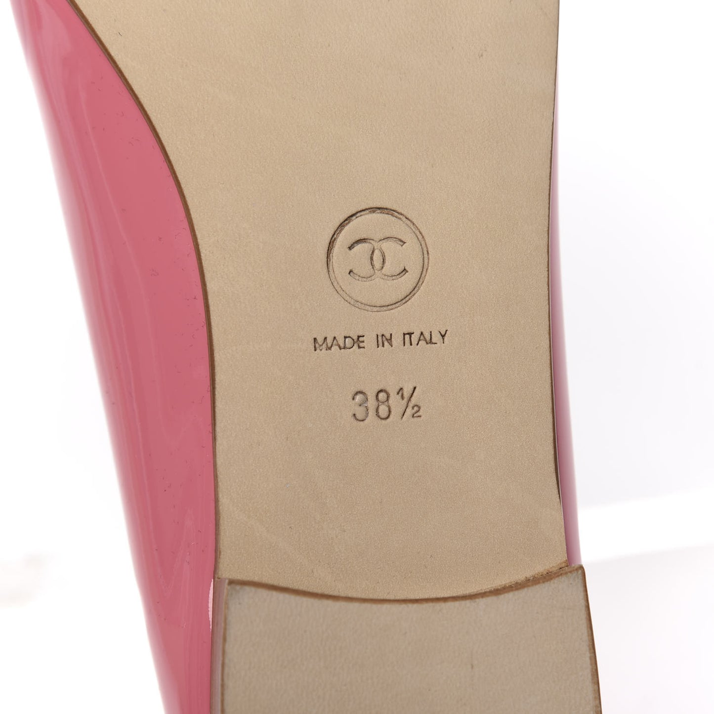 Patent CC Cap Toe Ballerina Flats 38.5 Light Pink