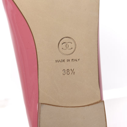 Chanel Patent CC Cap Toe Ballerina Flats 38.5 Light Pink 6 of 8