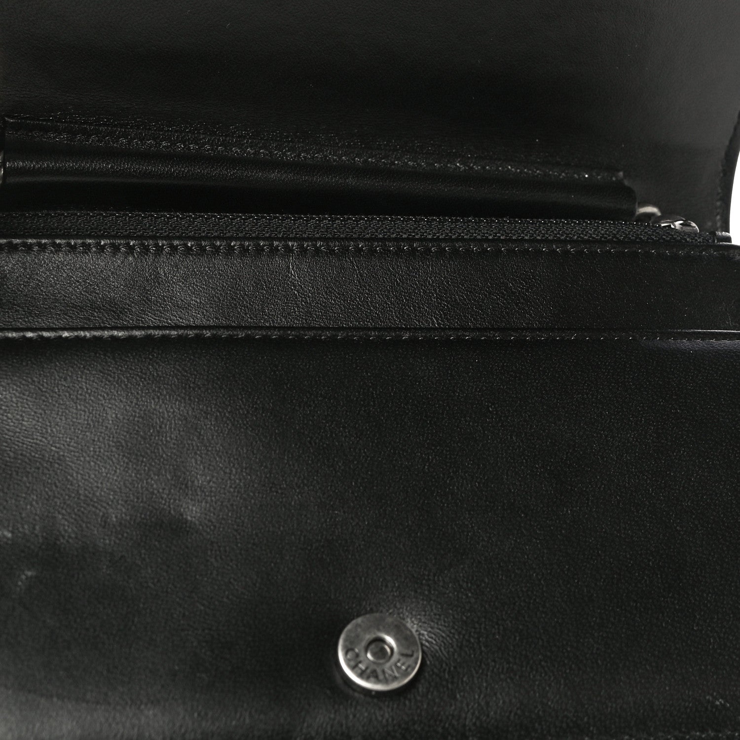 Chanel Lambskin Quilted Boy Wallet On Chain WOC Black 12 of 14