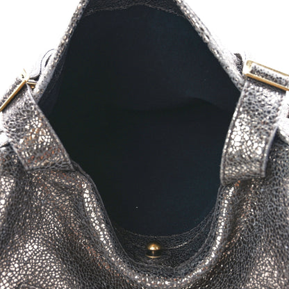 Saint Laurent Metallic Calfskin Besace Shoulder Bag Volcano Silver 6 of 11