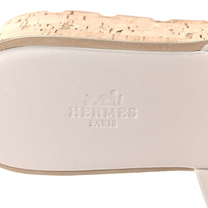 Hermes Calfskin Cork Eze 30 Sandals 38 White 7 of 10