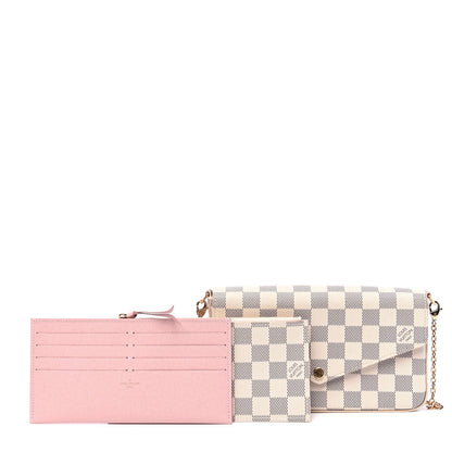 Louis Vuitton Damier Azur Pochette Felicie Chain Wallet Rose Ballerine 2 of 8