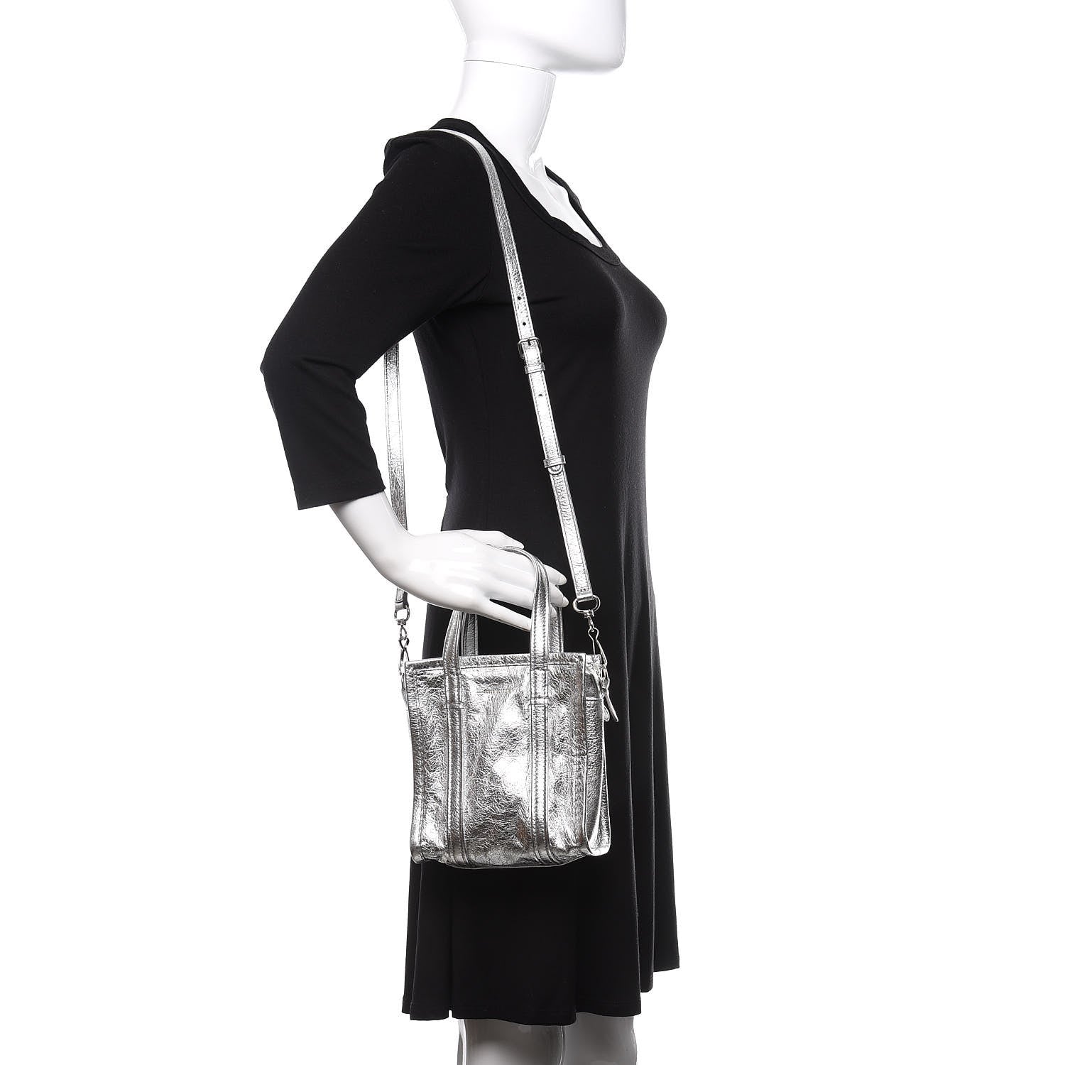 Balenciaga Metallic Calfskin XXS Bazar Shopper Tote Silver Hardware 2 of 11