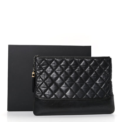 Chanel Aged Calfskin Quilted Medium Gabrielle Cosmetic Case Black 8 of 8