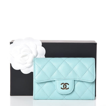 Chanel Caviar Quilted Card Holder Light Blue 9 of 9