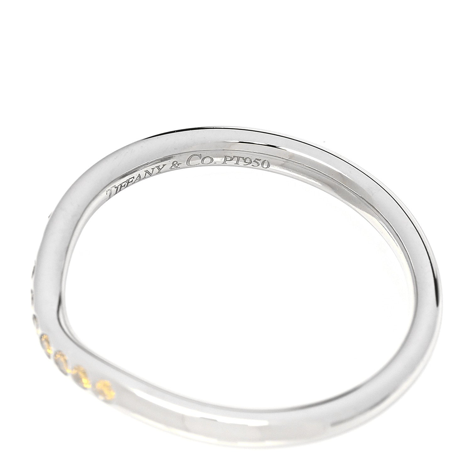 Tiffany Platinum Yellow Diamond Elsa Peretti Wedding Band Ring 53 6.5 5 of 6