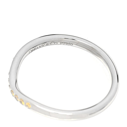 Tiffany Platinum Yellow Diamond Elsa Peretti Wedding Band Ring 53 6.5 5 of 6