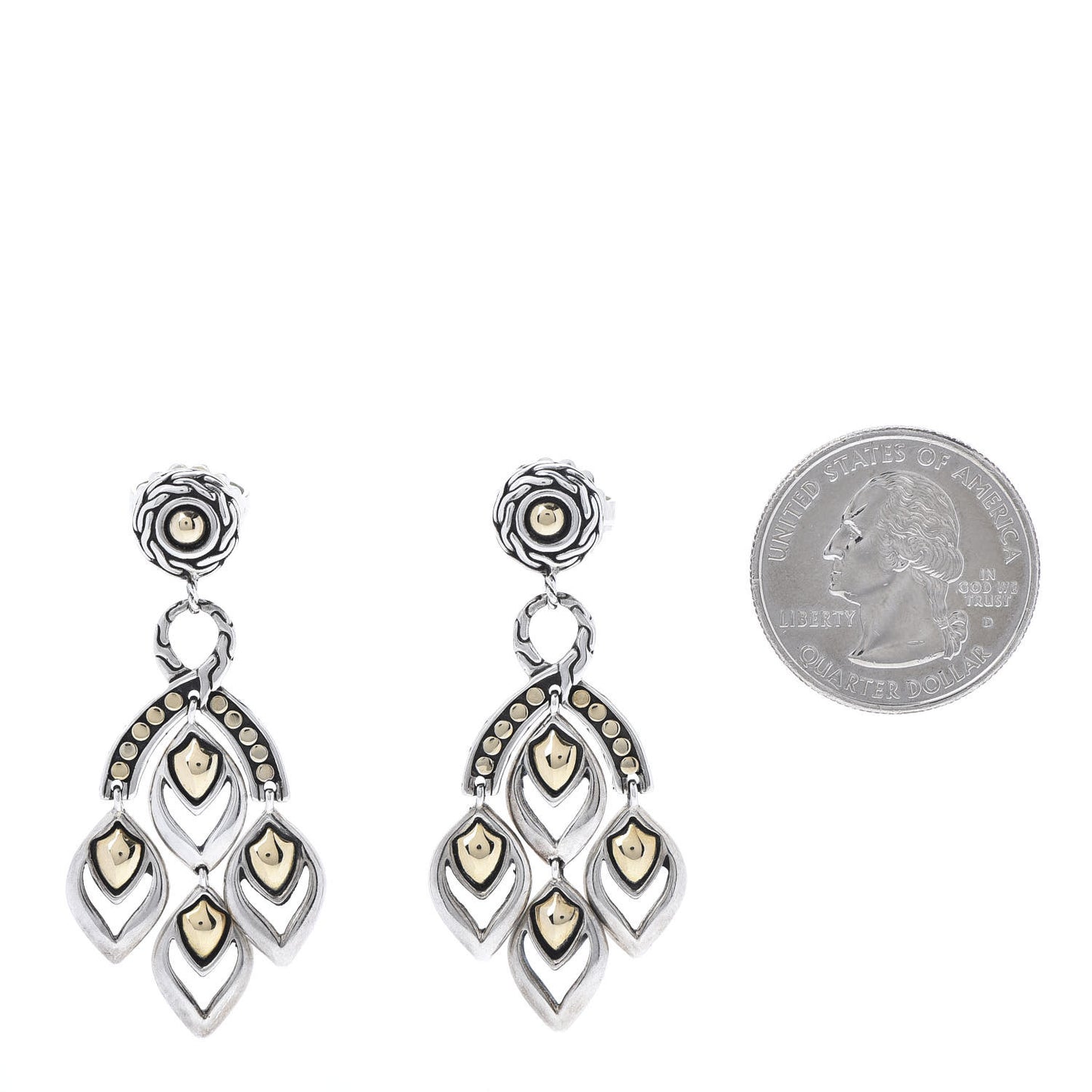 Sterling Silver 18K Yellow Gold Naga Chandelier Earrings