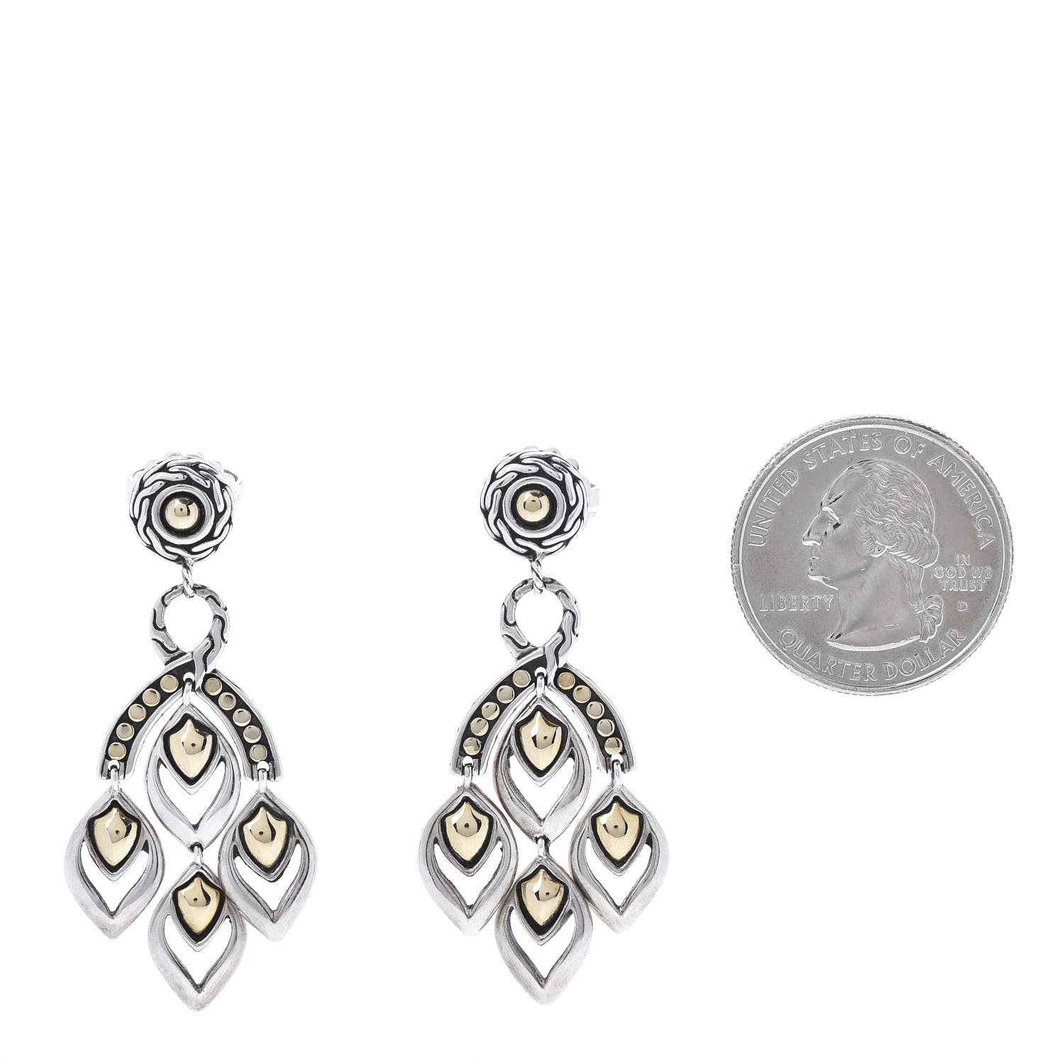 John Hardy Sterling Silver 18K Yellow Gold Naga Chandelier Earrings 2 of 7
