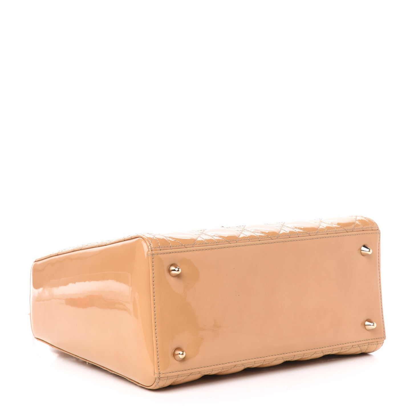 Patent Cannage Medium Lady Dior Beige