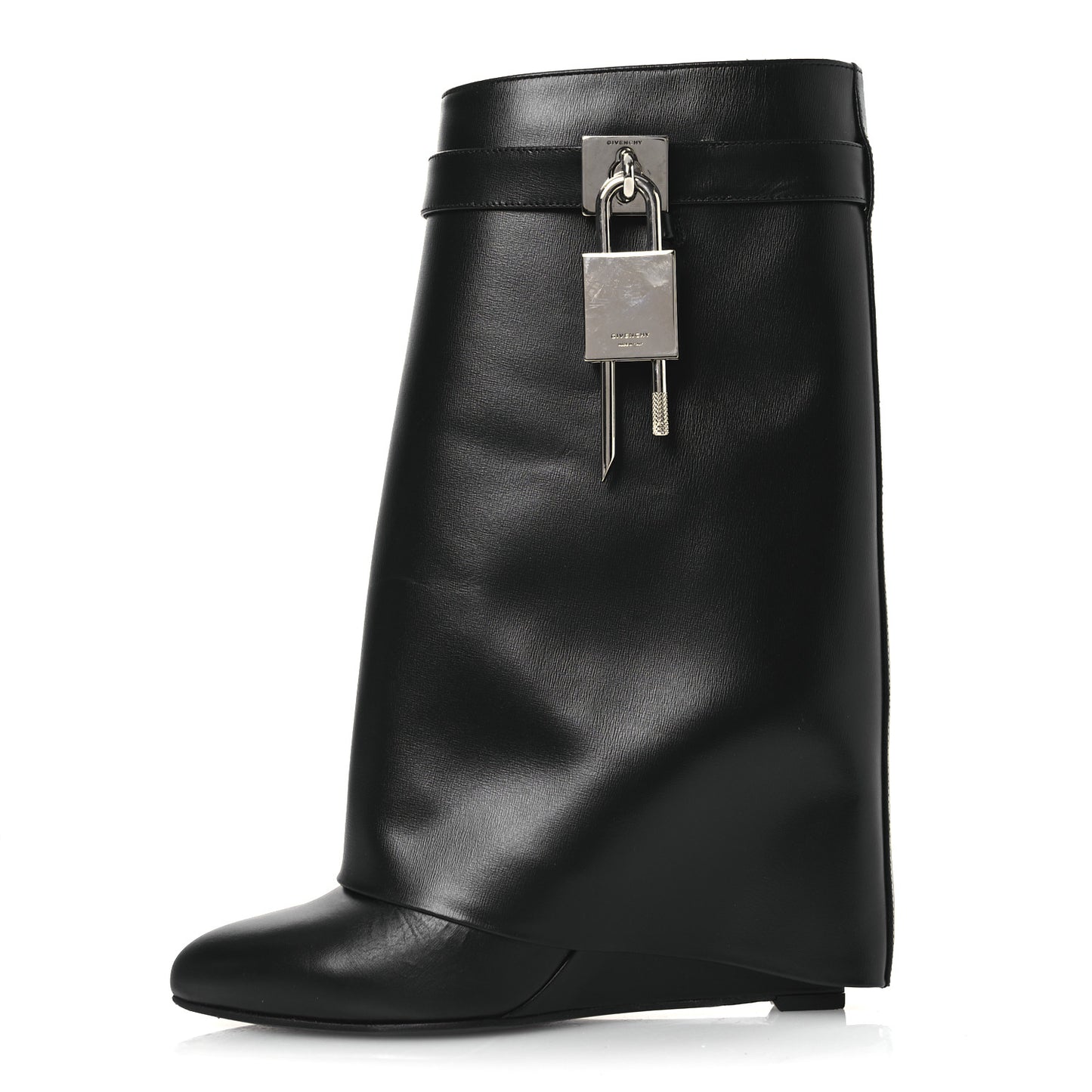 Calfskin Shark Lock Ankle Boots 39 Black
