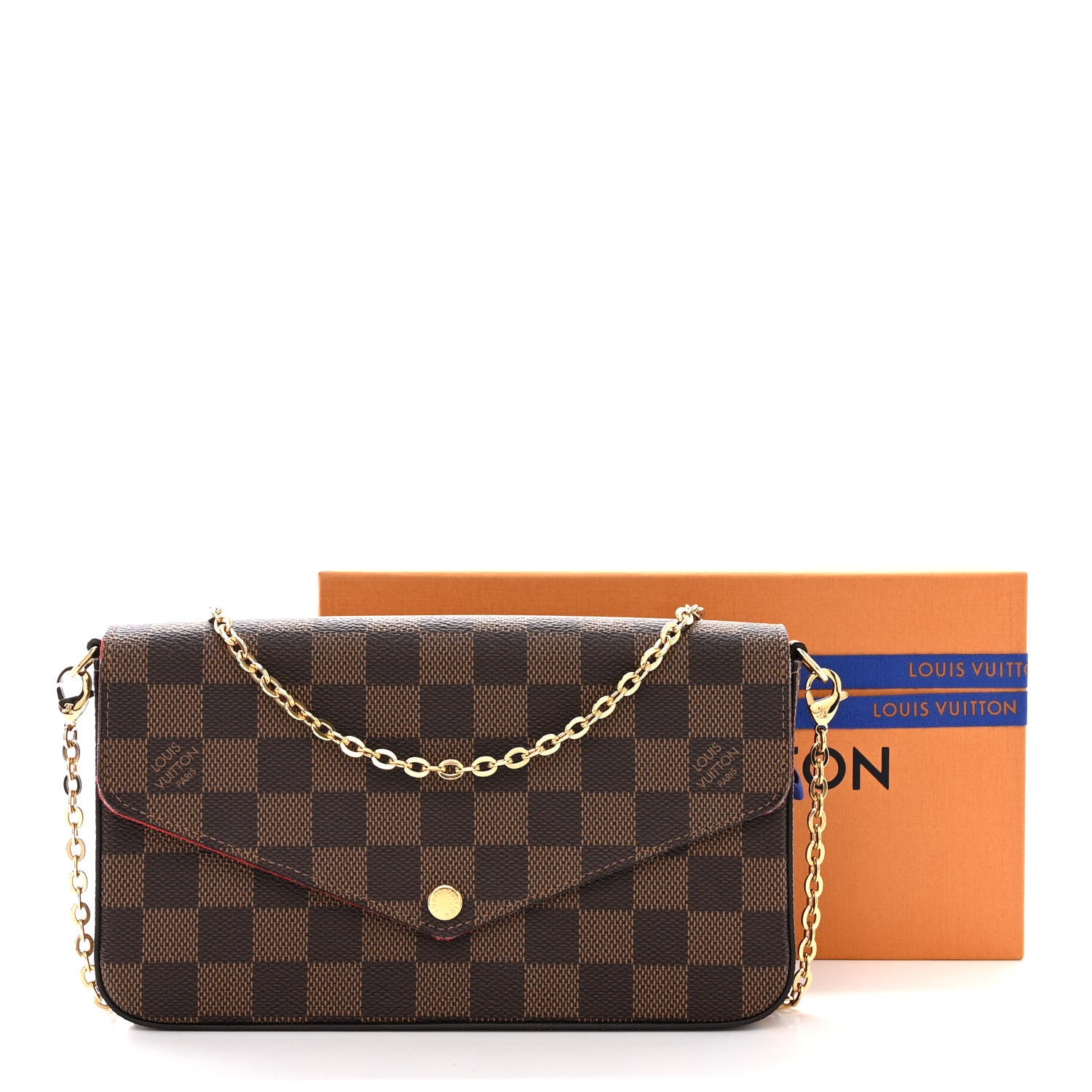 Louis Vuitton Damier Ebene Pochette Felicie Chain Wallet 14 of 14