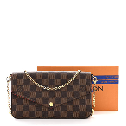 Louis Vuitton Damier Ebene Pochette Felicie Chain Wallet 14 of 14