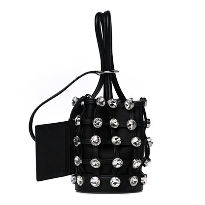 Alexander Wang Calfskin Crystal Embellished Roxy Mini Bucket Bag Black 1 of 11