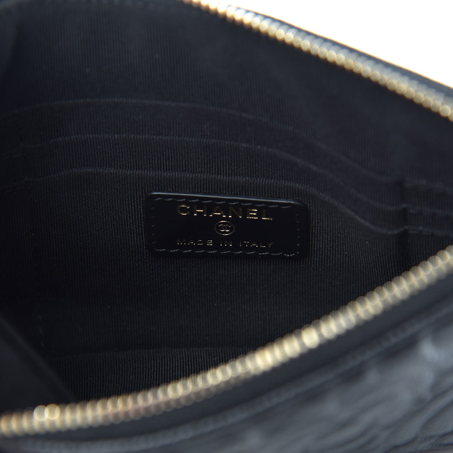 Caviar Camellia Embossed Cosmetic Pouch Black
