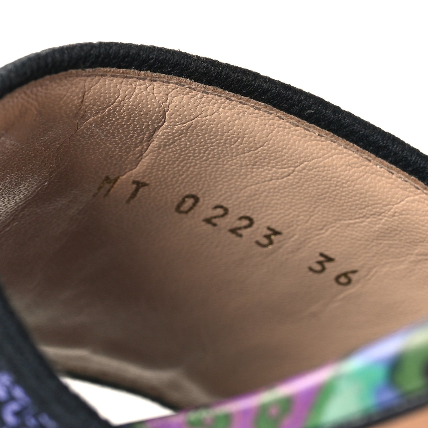 Canvas Toile de Jouy Voyage Embroidered Dway Flat Slide Sandals 36 Purple Multicolor