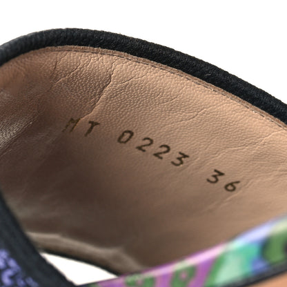 Christian Dior Canvas Toile de Jouy Voyage Embroidered Dway Flat Slide Sandals 36 Purple Multicolor 6 of 8