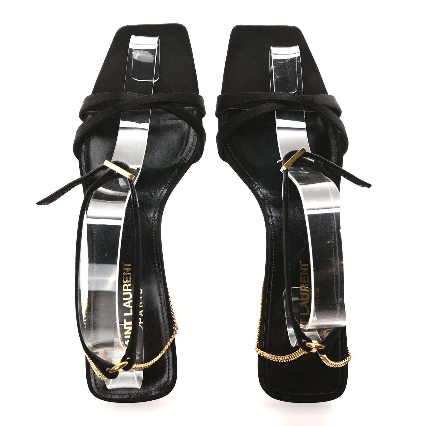 Crepe Satin Baliqua Melody 55 Ankle Strap Sandals 38 Black