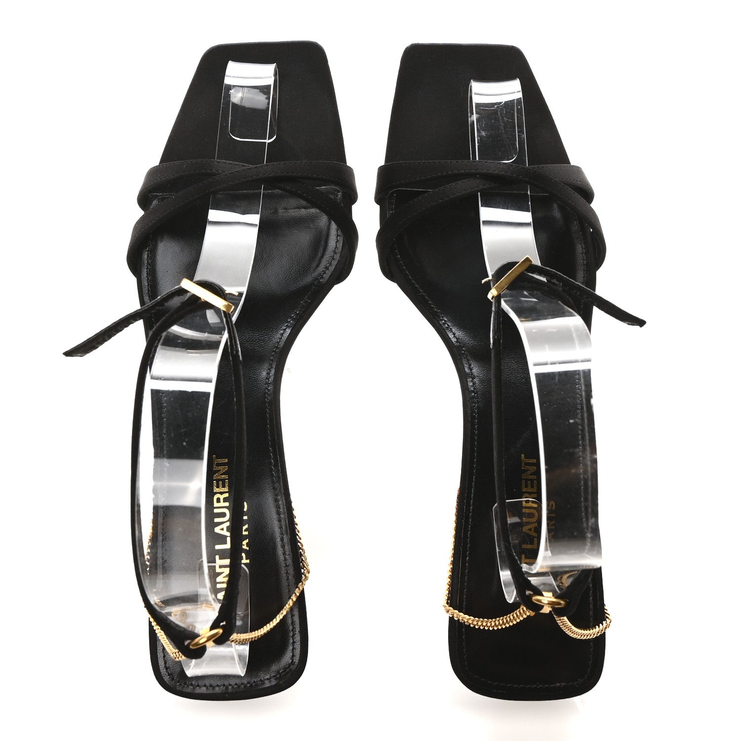 Saint Laurent Crepe Satin Baliqua Melody 55 Ankle Strap Sandals 38 Black 2 of 9