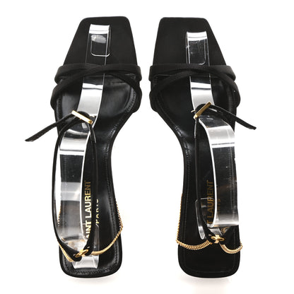 Saint Laurent Crepe Satin Baliqua Melody 55 Ankle Strap Sandals 38 Black 2 of 9