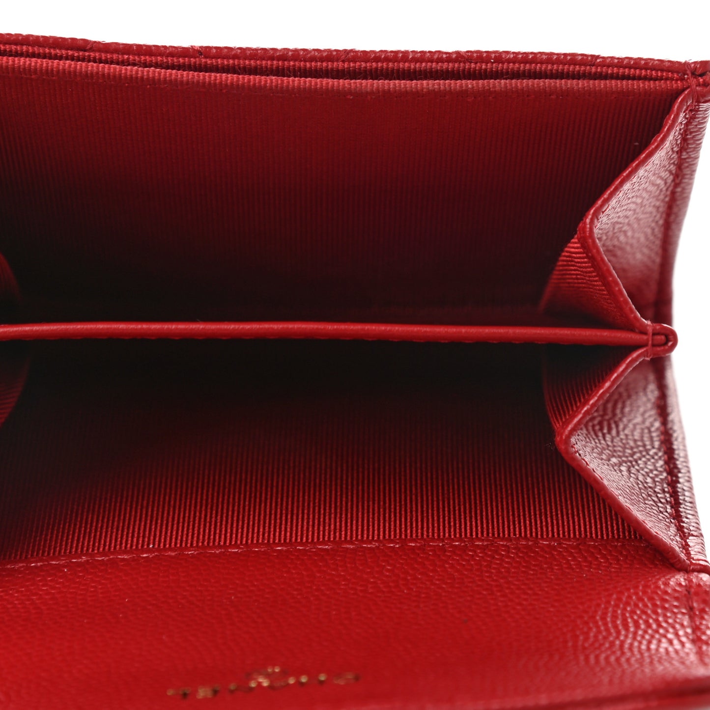 Caviar Quilted Flap Card Holder Wallet Red