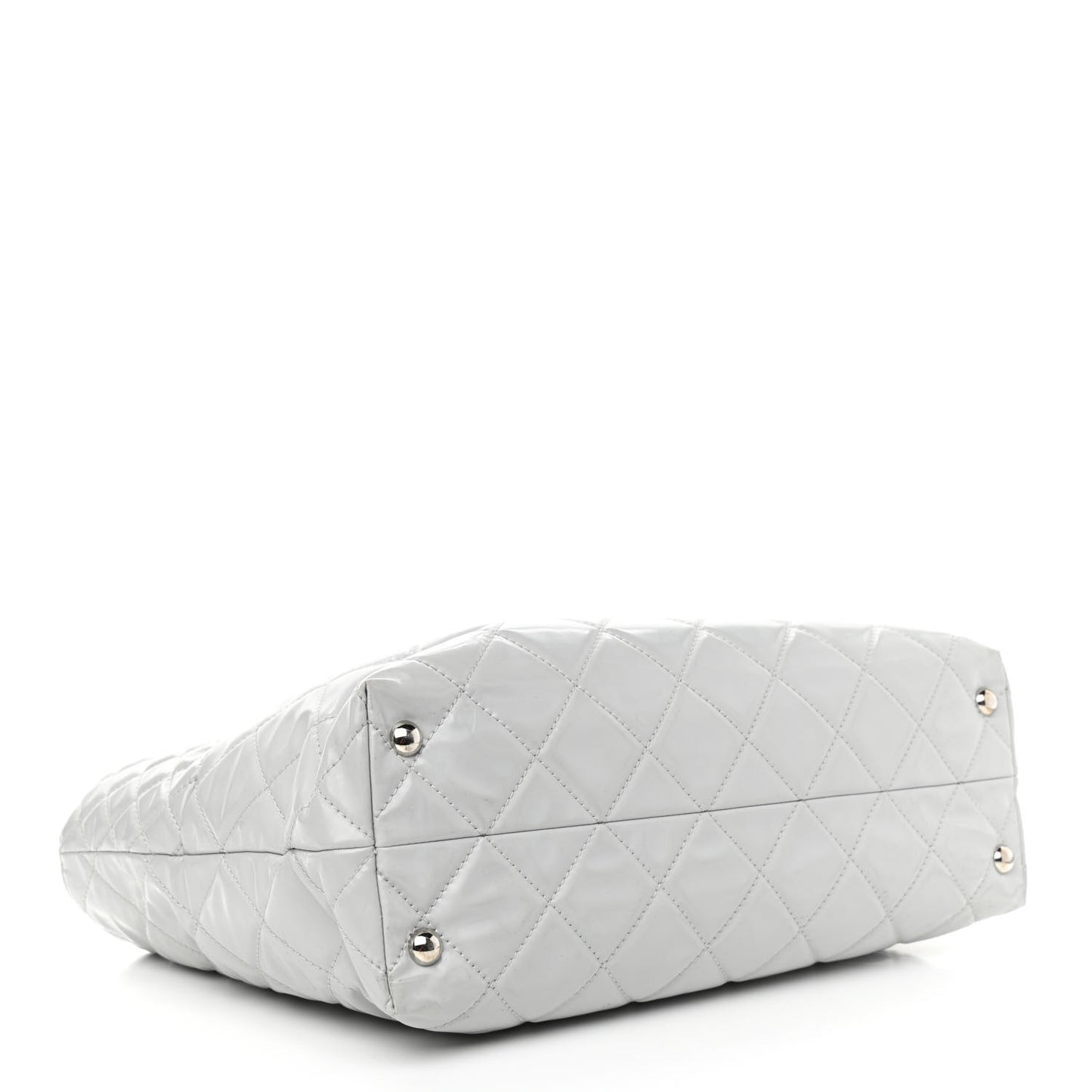 Vinyl Quilted Large In The Business Tote Light Grey