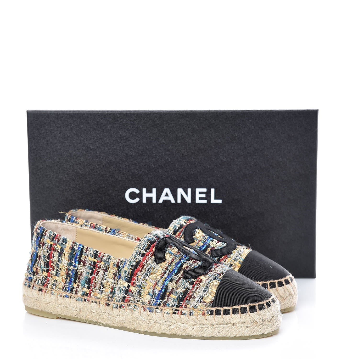 Chanel Tweed Grosgrain CC Espadrilles 36 Multicolor 10 of 10