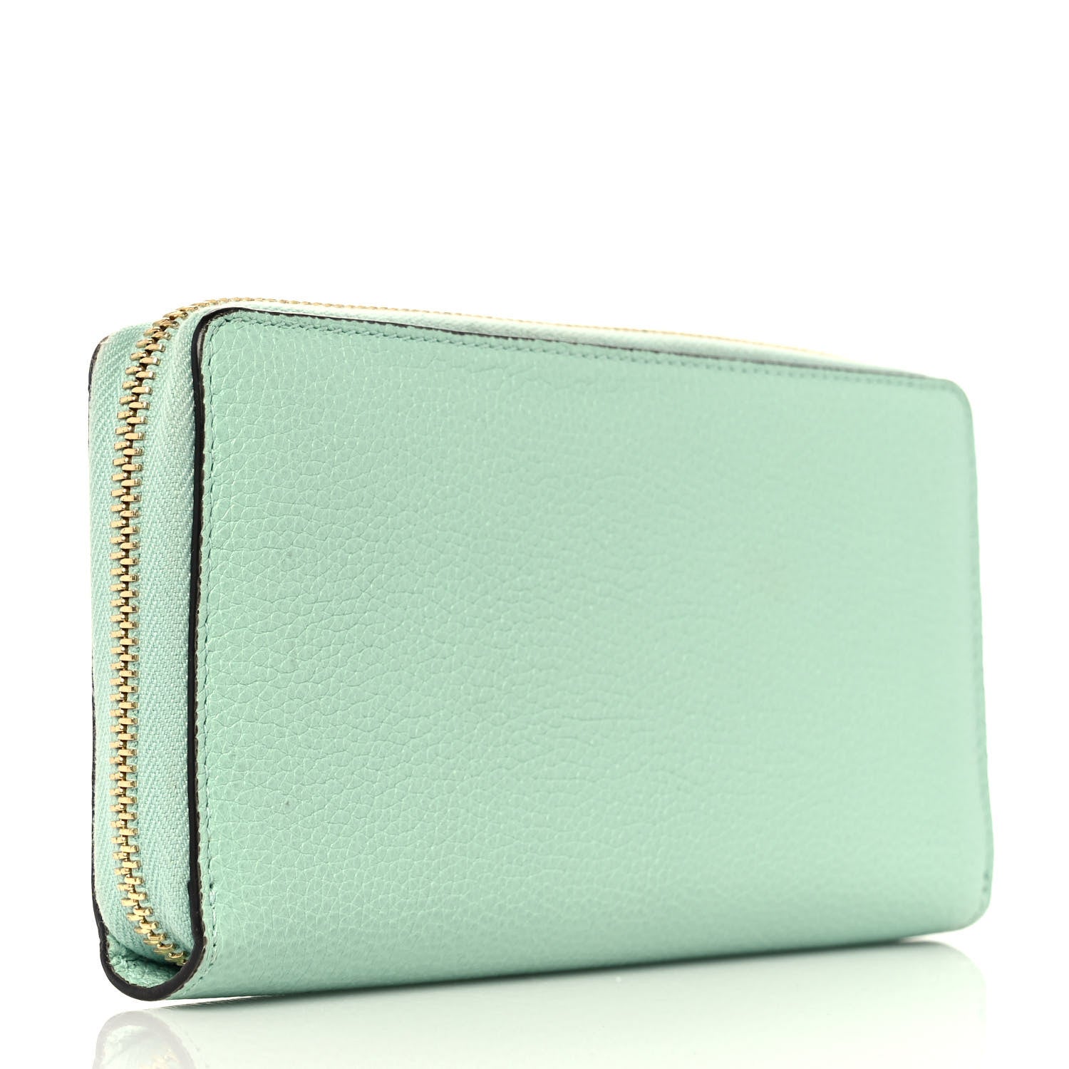 Gucci Posillipo Grain Calfskin Zumi Zip Around Wallet Water Green 3 of 8