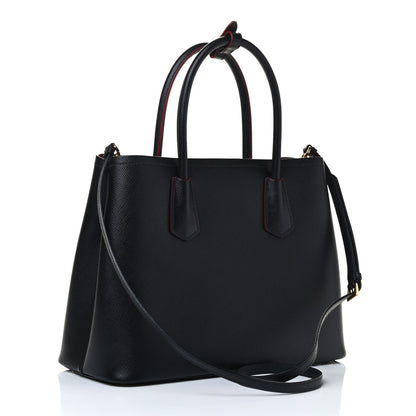 Prada Saffiano Cuir Small Double Bag Black Fuoco 2 of 4
