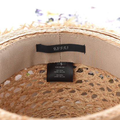 Gucci Straw Flora Infinity Scarf Wide Brim Hat S Natural 4 of 5