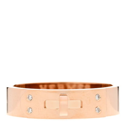 Hermes 18K Rose Gold Diamond PM Kelly Ring 55 7.25 1 of 5