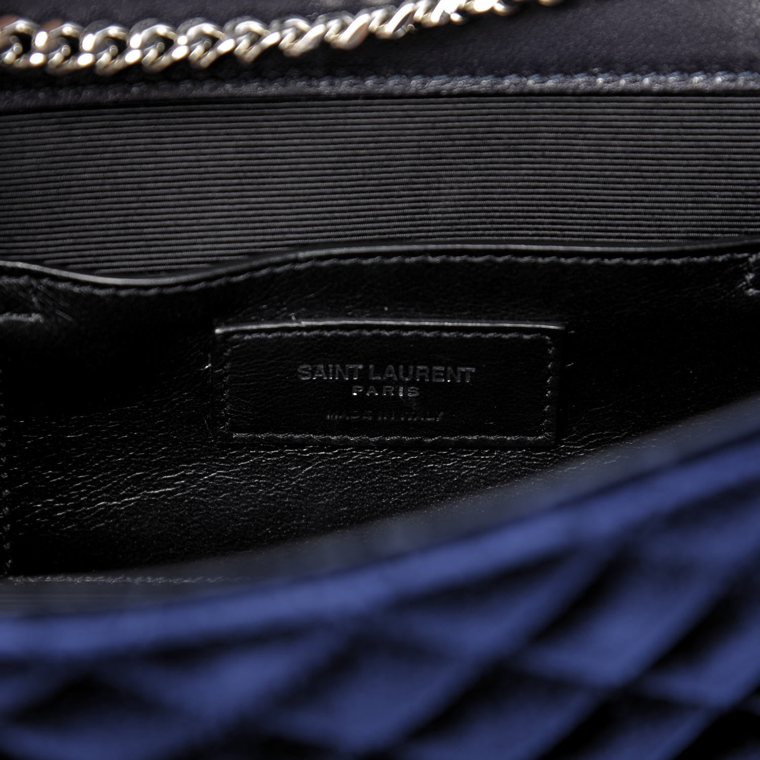 Saint Laurent Velvet Matelasse Triquilt Small Monogram Satchel Navy 7 of 10