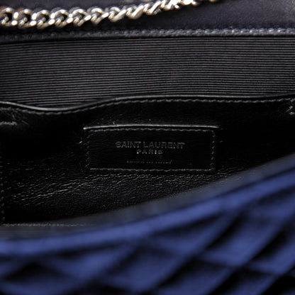 Saint Laurent Velvet Matelasse Triquilt Small Monogram Satchel Navy 7 of 10