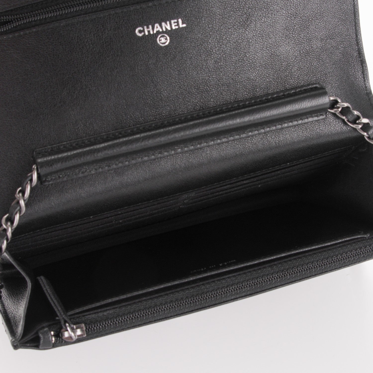 Chanel Studded Sheepskin Quilted Chevron Reissue Wallet On Chain WOC Black 5 of 8