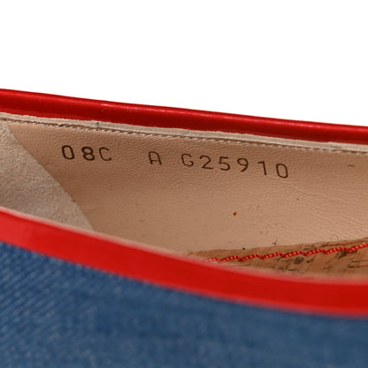 Chanel Denim Patent CC Ballerina Flats 37 Blue Red 8 of 9