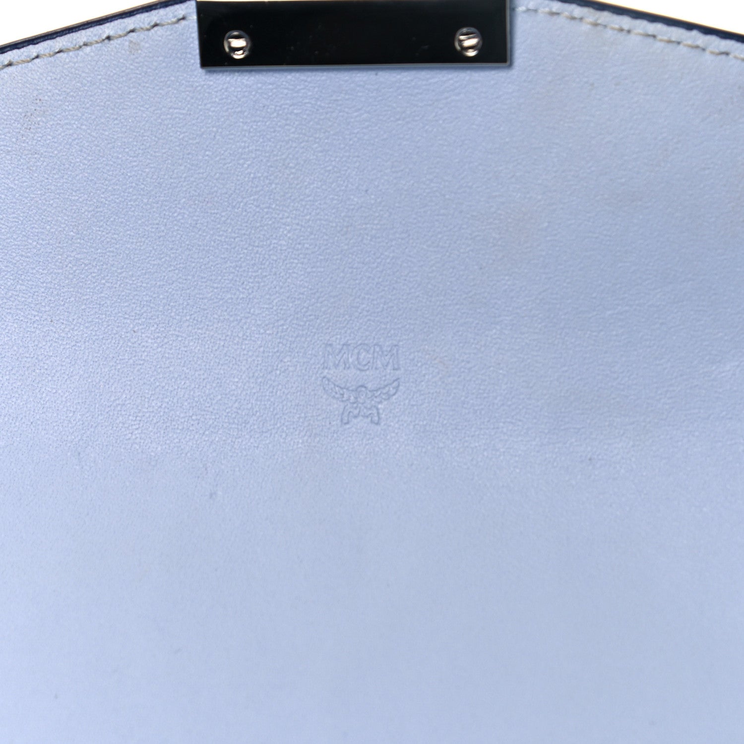 MCM Calfskin Visetos Monogram Millie Color Block Crossbody Bag White Mood Indigo 5 of 8