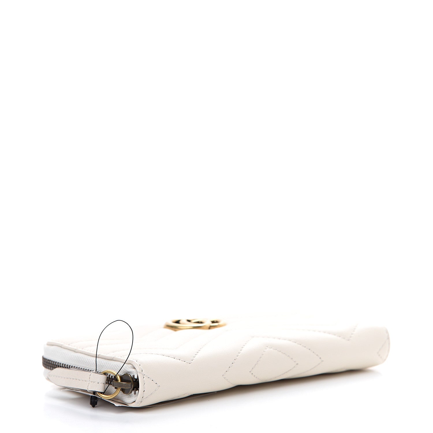 Gucci Calfskin Matelasse GG Marmont Zip Around Wallet White 3 of 7