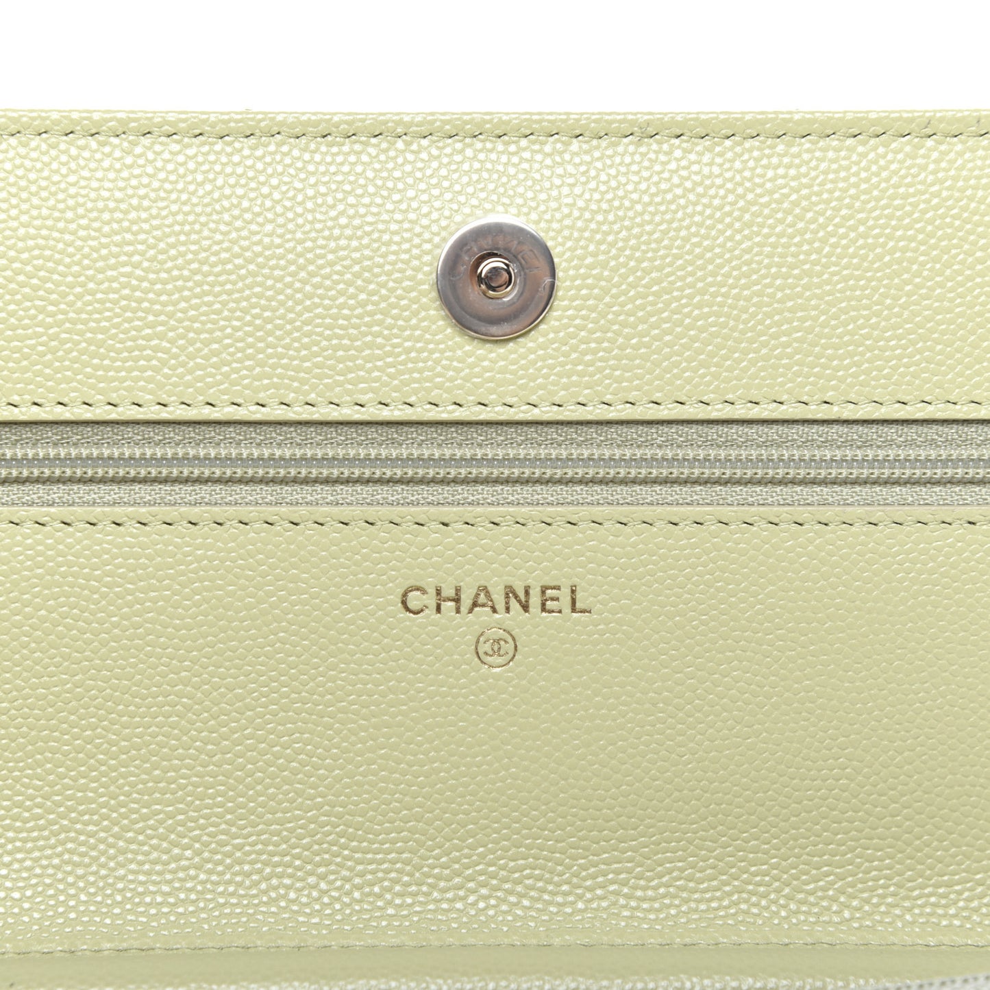 Caviar Quilted French New Wave Chain CC Wallet On Chain WOC Light Green