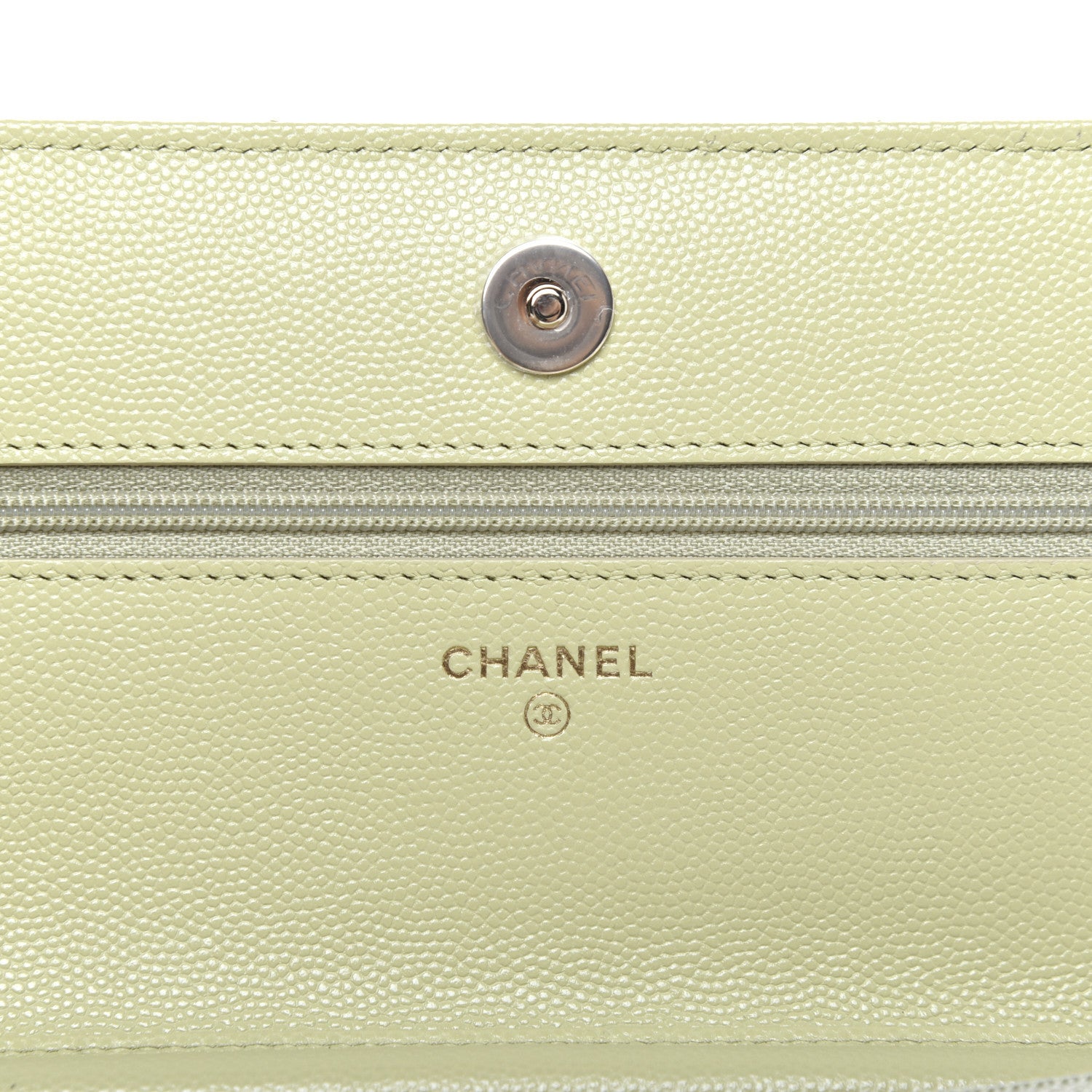 Chanel Caviar Quilted French New Wave Chain CC Wallet On Chain WOC Light Green 8 of 10