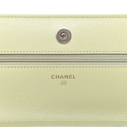 Chanel Caviar Quilted French New Wave Chain CC Wallet On Chain WOC Light Green 8 of 10