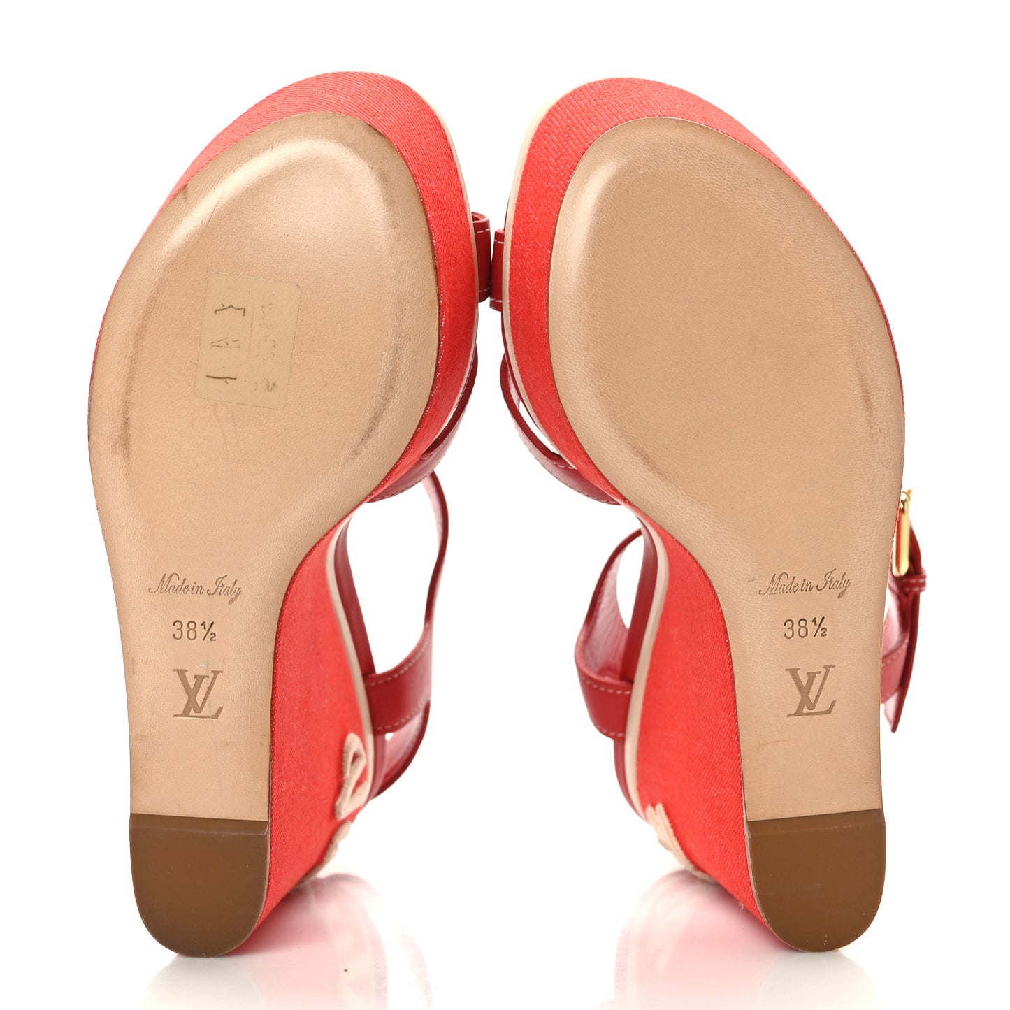 Canvas Waterfall Wedge Sandals 38.5 Red