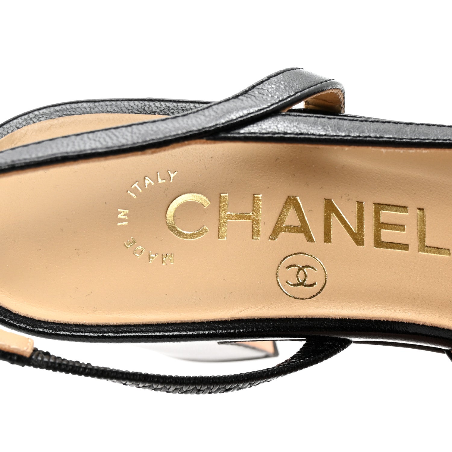 Chanel Goatskin Grosgrain Cap Toe CC Slingback Pumps 35 Black 8 of 9