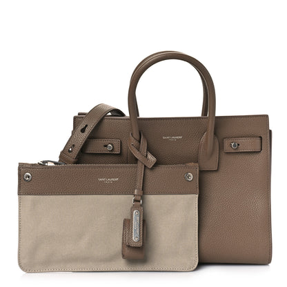 Saint Laurent Grained Calfskin Baby Sac De Jour Souple Taupe 1 of 12