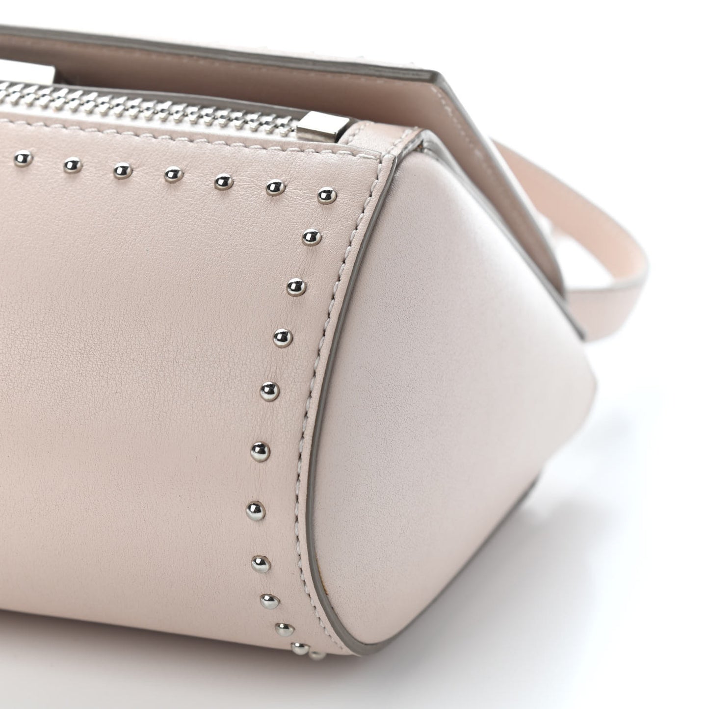 Calfskin Studded Mini Pandora Box Crossbody Bag Nude Pink