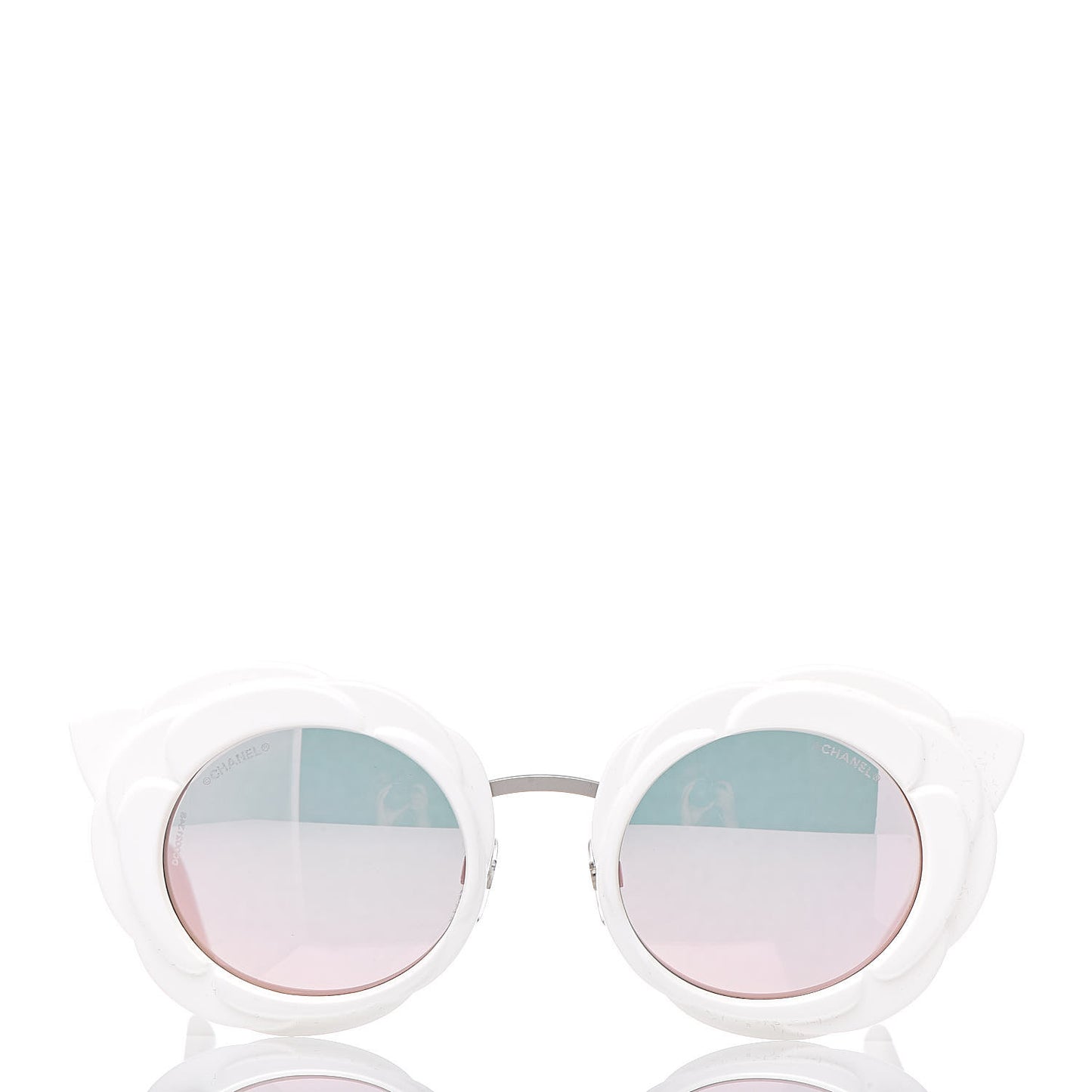 Round Camellia Sunglasses 71198 White