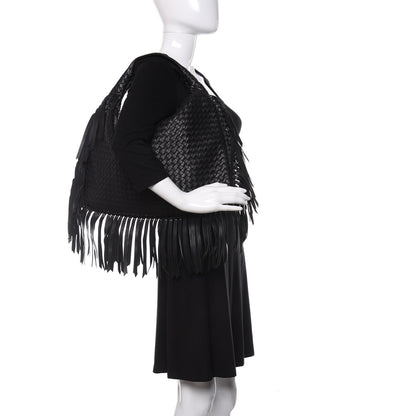 Bottega Veneta Nappa Intrecciato Veneta Large Fringed Hobo Black 2 of 9