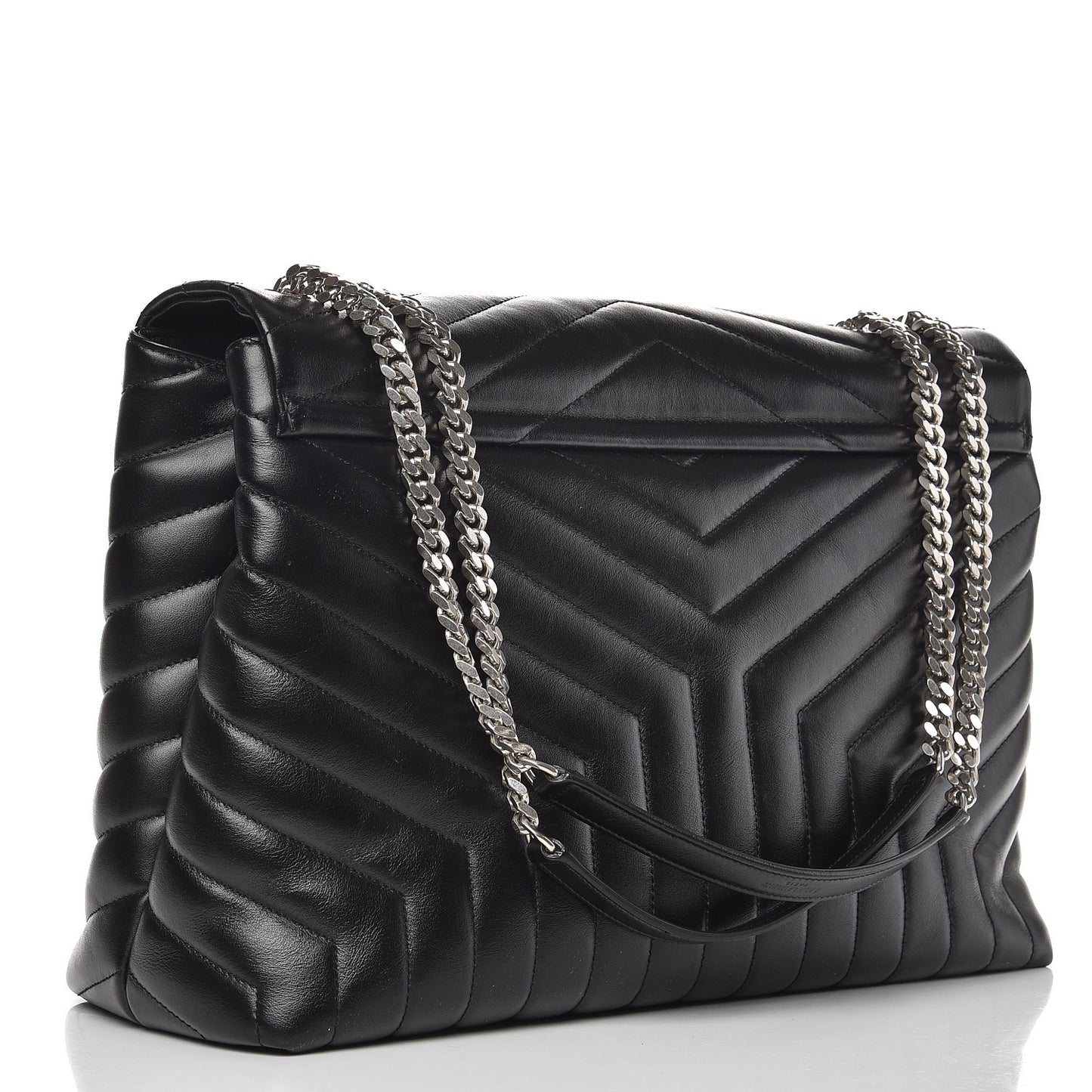 Calfskin Y Quilted Monogram Large Loulou Chain Satchel Black
